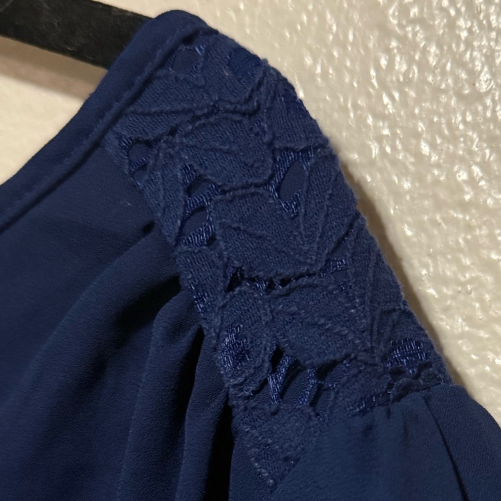 Eyeshadow Lace Trim Blouse | Navy Blue Top | Women’s 1X - Picture 5 of 5